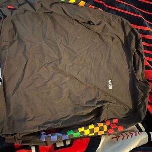 Vans Black Tee with Multicolor Checkered Sleeves